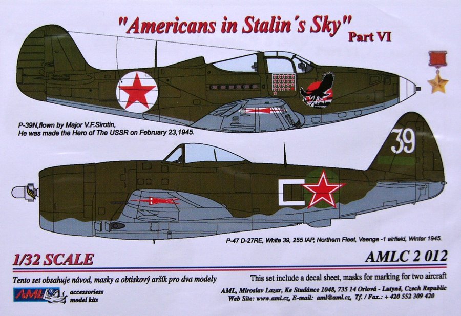 1/32 Decals P-39N&P-47D-27RE Amer.in Stalin Sky VI