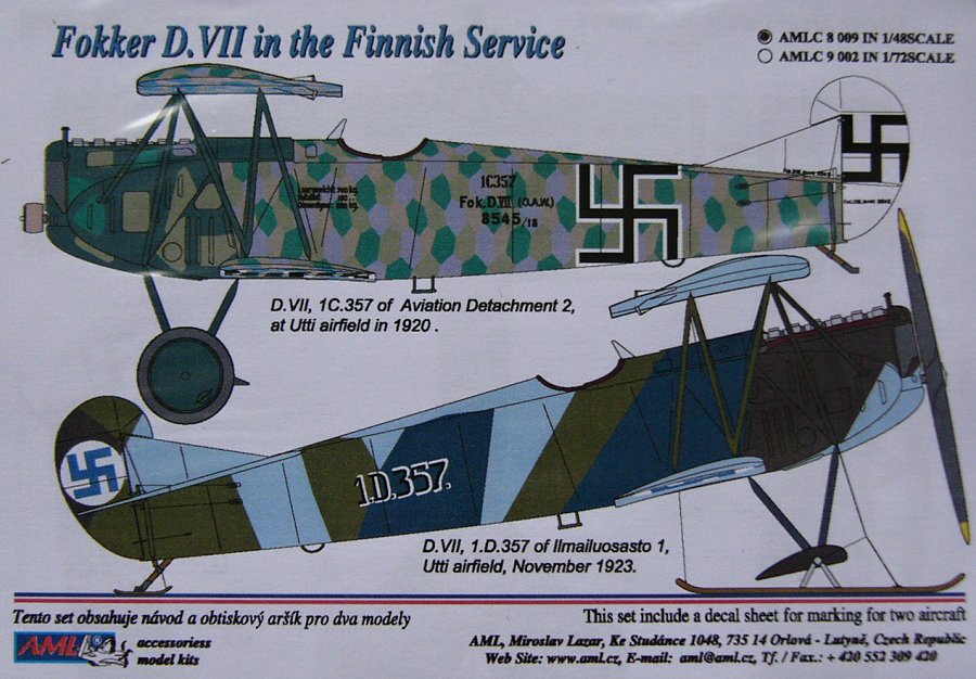 1/48 Decals Fokker D.VII in the Finnish Service