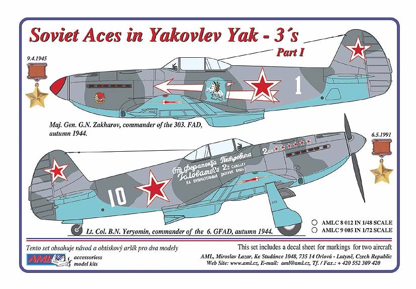 1/48 Decals for Yak-3 Soviet Aces Part I.