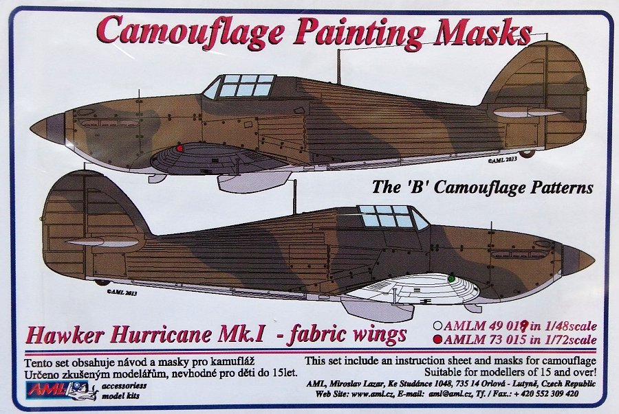 1/72 Camouflage masks H.Hurricane Mk.I fabric w. B