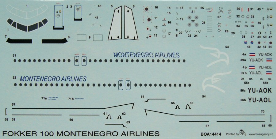 1/144 Decals Fokker 100 Montenegro Airlines (REV)