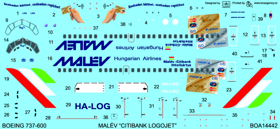 1/144 Decals Boeing 737-600 Malév Citibank (SKYL)