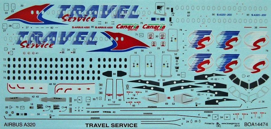 1/144 Decals Airbus A320 Travel Service (REV)