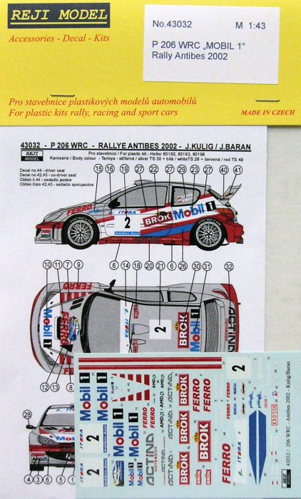 1/43 Peugeot 206 WRC 'MOBIL 1' Rally Antibes 2002