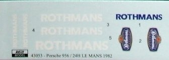 1/43 Rothmans logo (Porsche 956, Le Mans 1982)