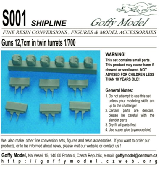 1/700 Guns 12,7cm in twin turrets (6 pcs.) 