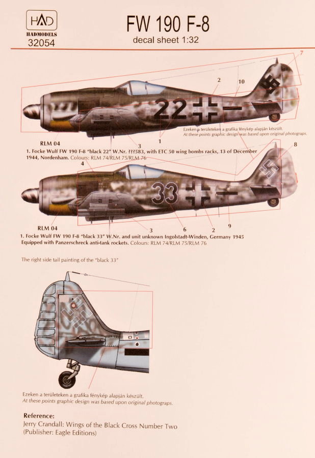 1/32 Decal Focke Wulf Fw 190 F-8 (2 sheets)