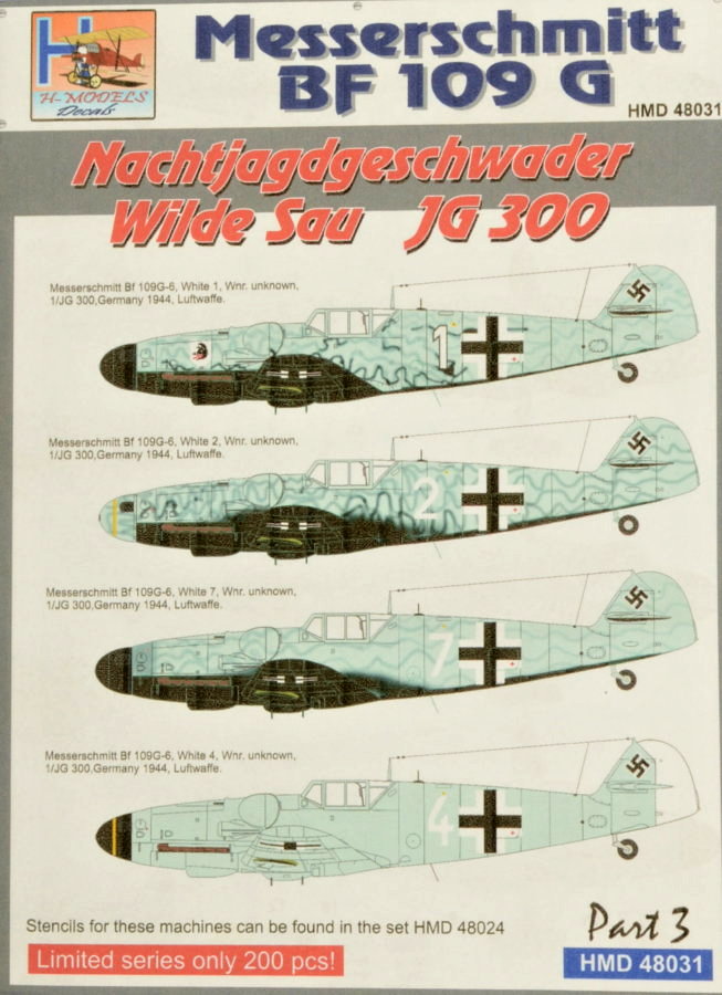 1/48 Decals Bf 109G NJG Wilde Sau  JG 300 - Part 3