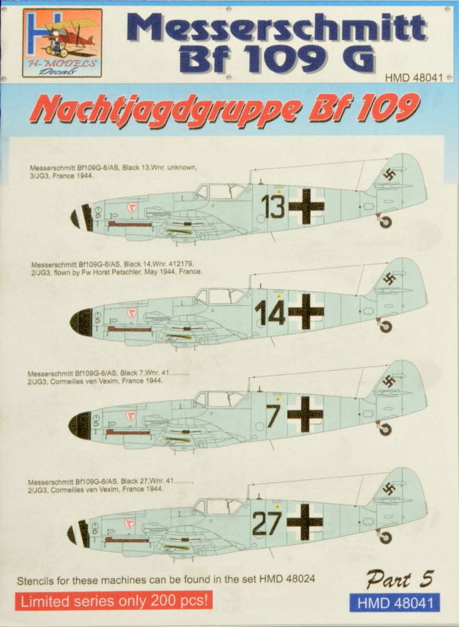 1/48 Decals Bf 109G Nachjagdgruppe - Part 5