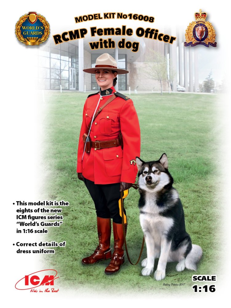 1/16 RCMP Female Office with dog (1 fig. + dog)