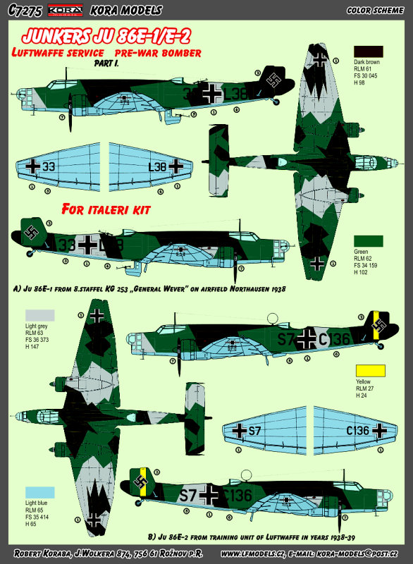 1/72 Ju 86E-1/E-2 Luftwaffe Conv.set (ITA) Part I.