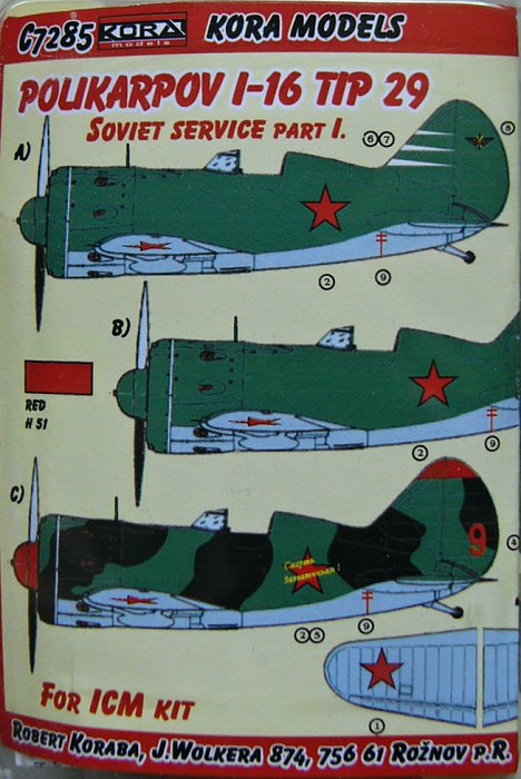 1/72 I-16 Typ 29 Soviet service I. Conv.set (ICM)
