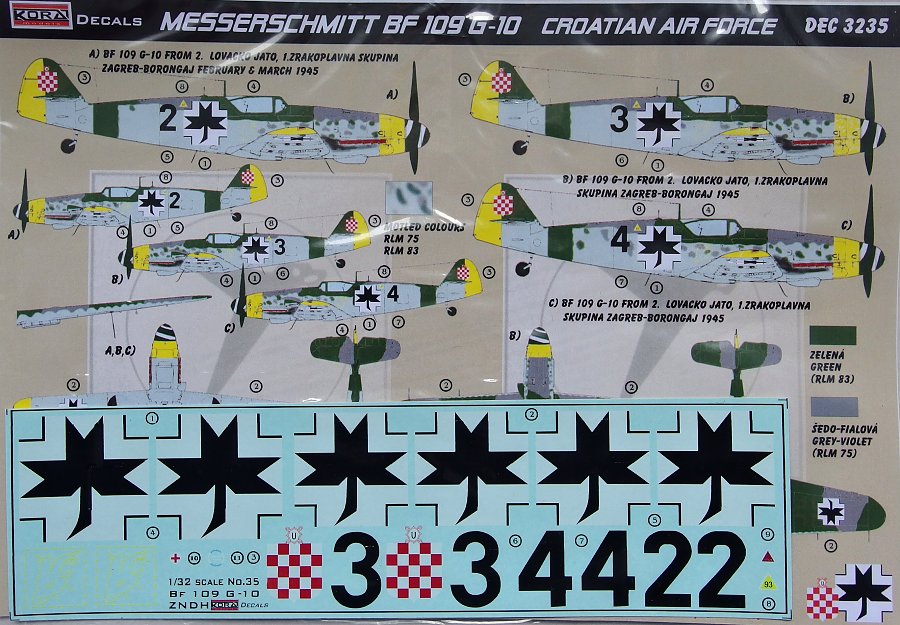 1/32 Decals Bf 109 G-10 (Croatian Air Force)