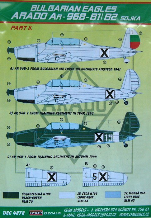 1/48 Decals Ar-96B-B1/B2 Sojka (Bulgarian Eagles)