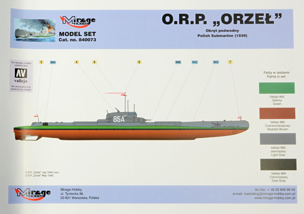 MODELIMEX Online Shop MODEL SET 1 400 ORP ORZEL Polish Submarine 1939 