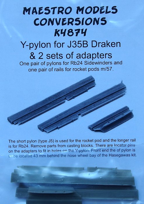 1/48 Y-pylon for J35B Draken (2 sets of adapters)