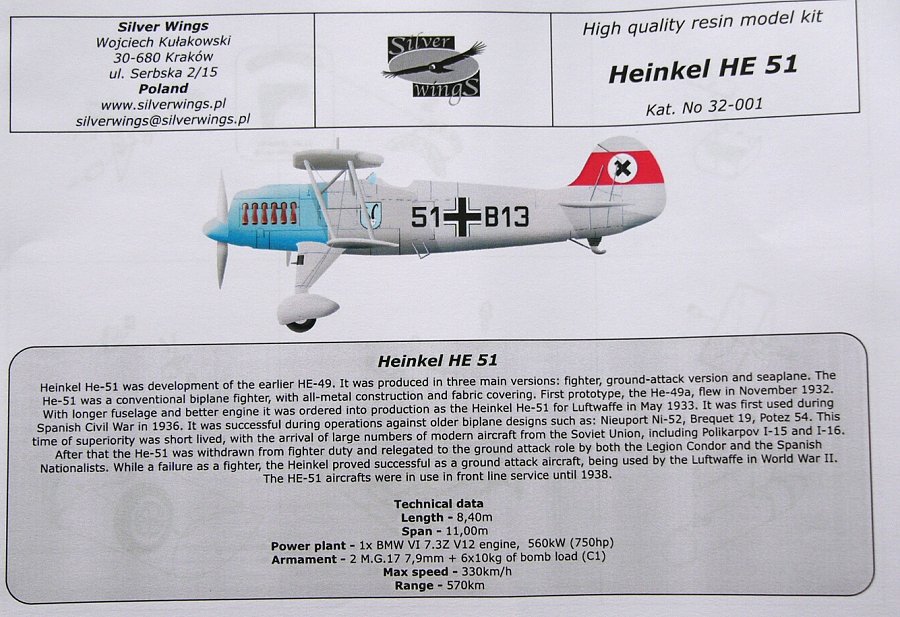 MODELIMEX Online Shop | 1/32 Heinkel He-51 (full resin kit) | your ...