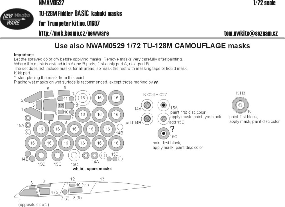 1/72 Mask Tu-128M Fiddler BASIC (TRUMP 01687)