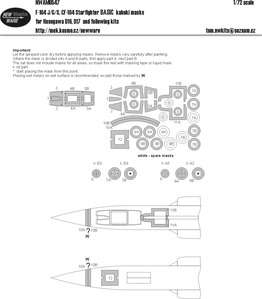 1/72 Mask F-104 J/G/S,CF-104 Starfighter BASIC