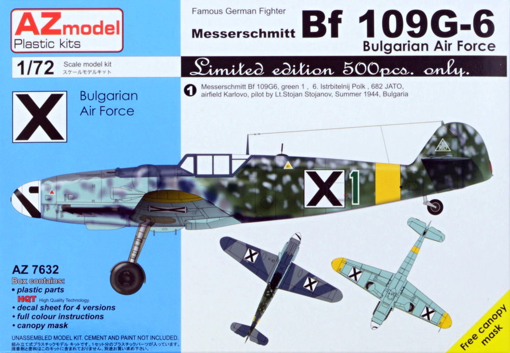 3x camo in 1/72 von AZ Model Bf 109 G-6 Bulgarian Air Force 