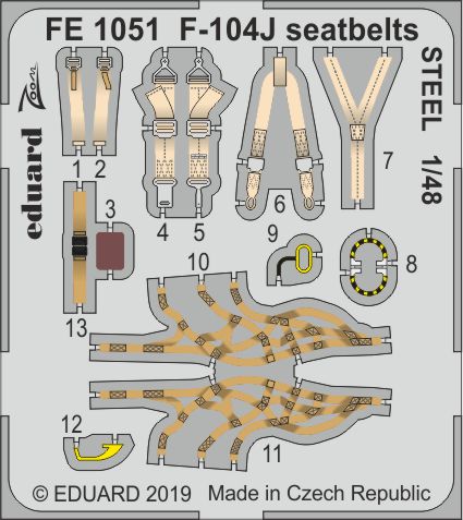 1/48 F-104J seatbelts STEEL (KIN)