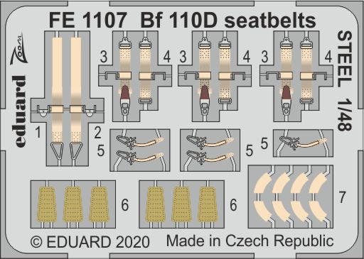 1/48 Bf 110D seatbelts STEEL (DRAG)