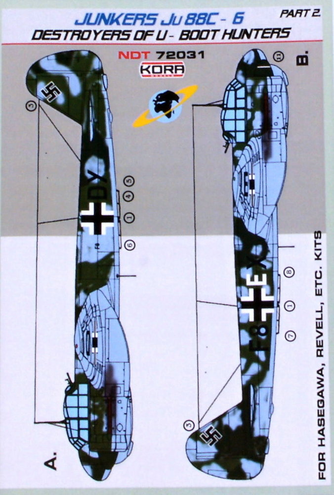 1/72 Decals Ju88C-6 Destroyer of U-Boot hunt. Pt.2