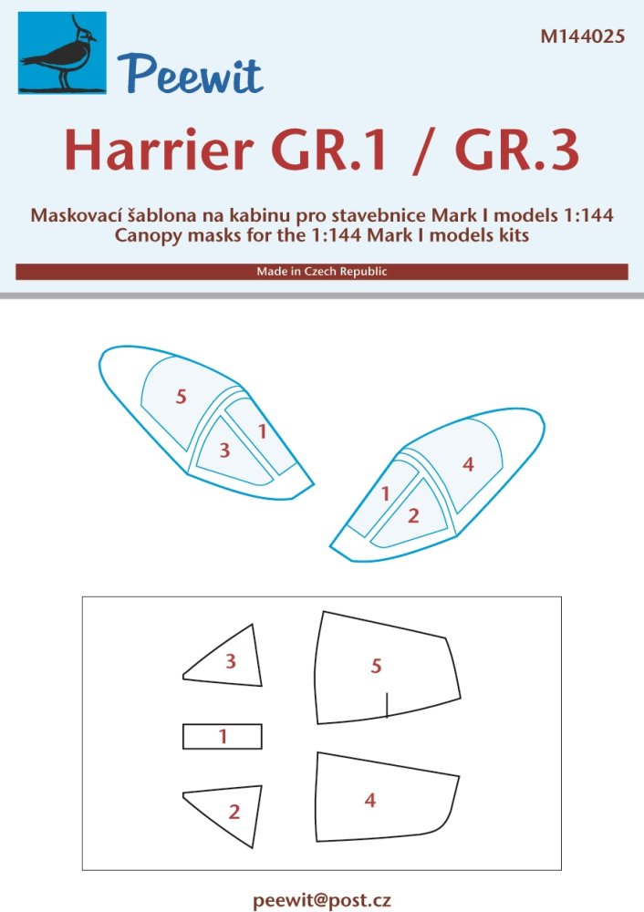1/144 Canopy mask Harrier GR.1/GR.3 (MARK I MOD.)