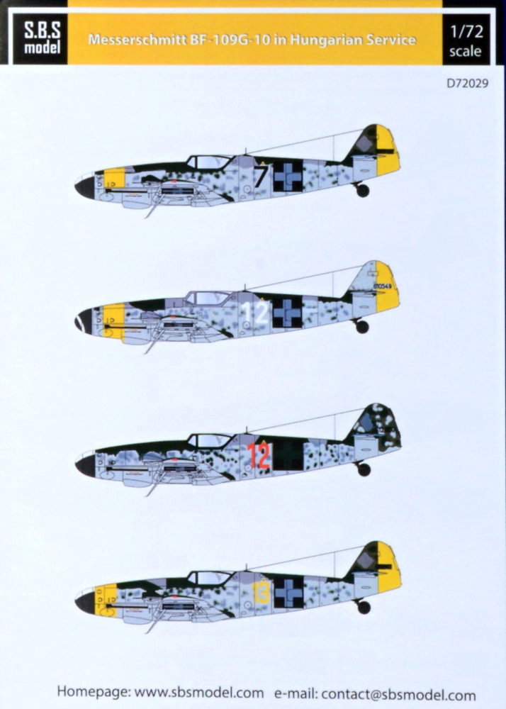 1/72 Decal Bf-109G-10 in Hungarian Service