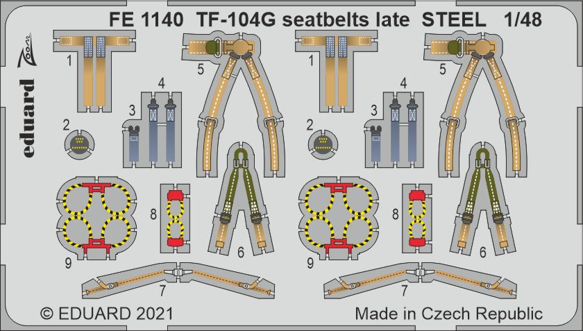 1/48 TF-104G seatbelts late STEEL (KIN)