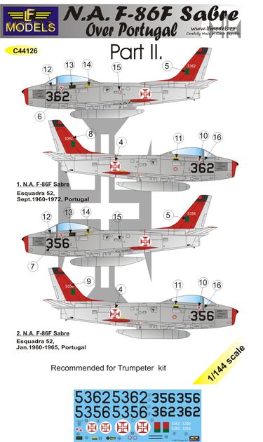 MODELIMEX Online Shop  1/144 Decals F-86F Sabre over Portugal