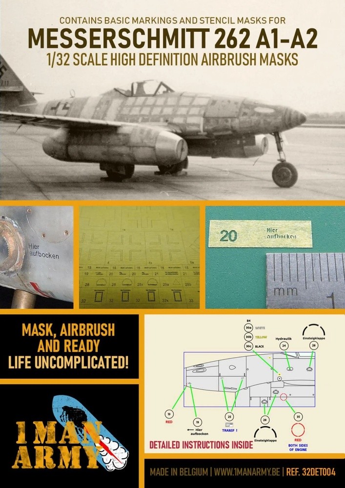 1/32 Me 262 A1/A2 Airbrush paint mask