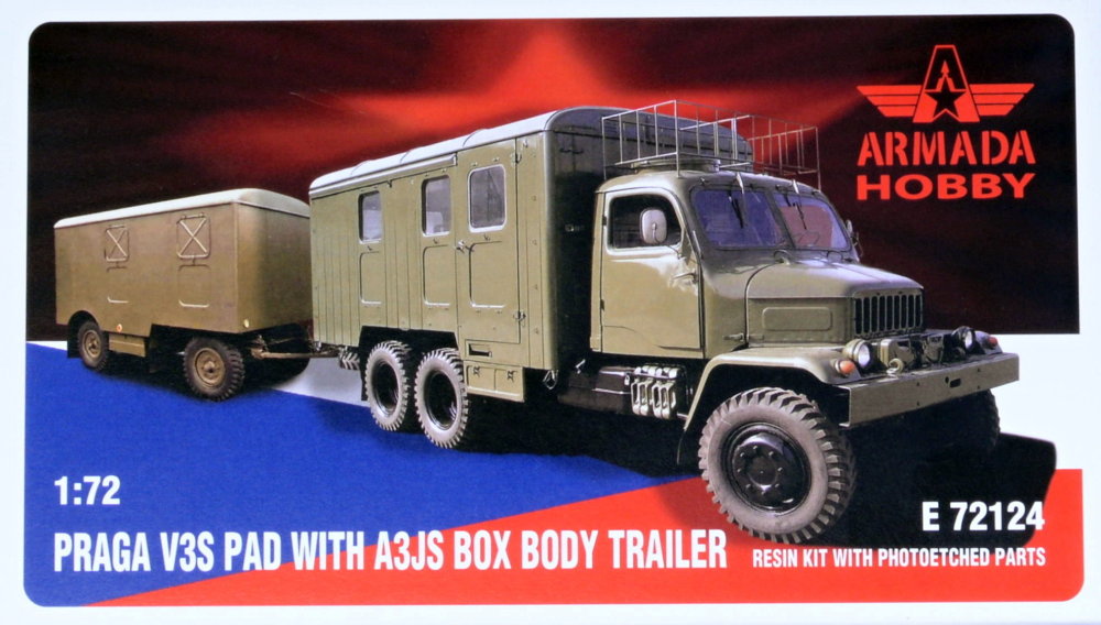 1/72 PRAGA V3S Pad w/ A3JS Box Body Trailer