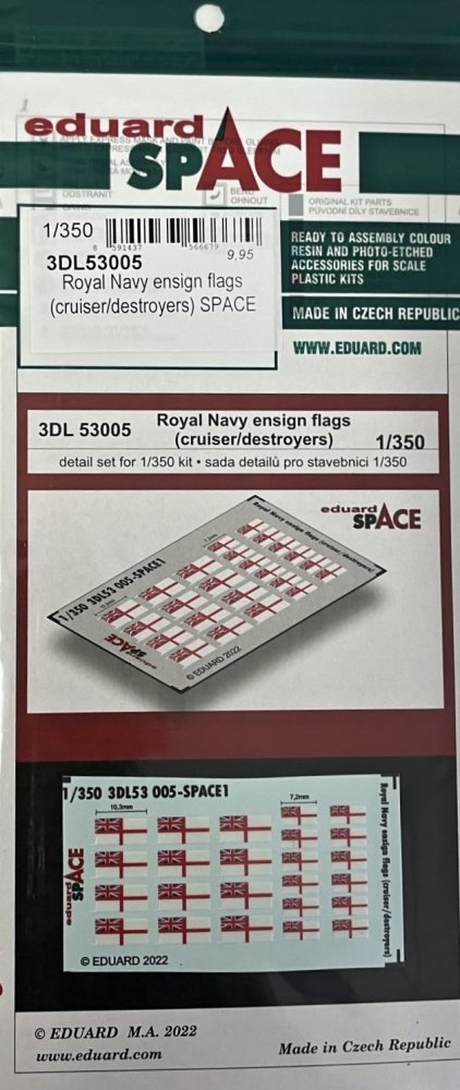 1/350 Royal Navy ensign flags (cruiser/destroyers)