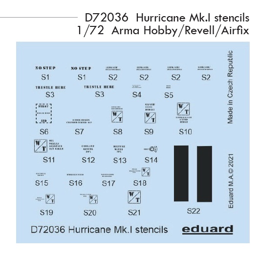 1/72 Decals Hurricane Mk.I stencils (ARMA H./REV)