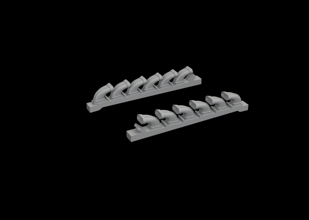 BRASSIN 1/72 S-199 exhaust stacks PRINT (EDU)