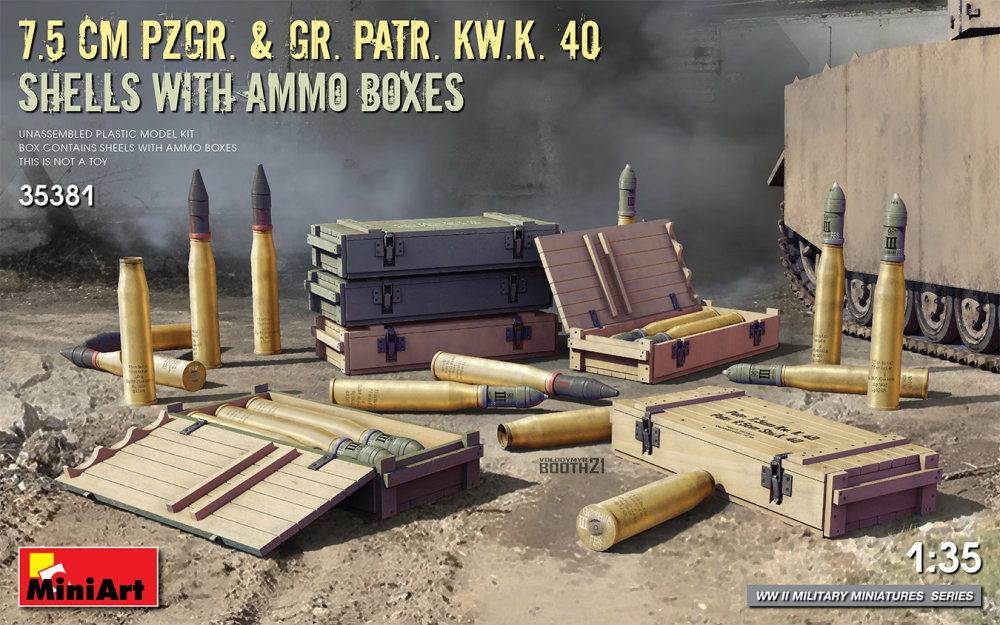 1/35 7,5cm Pzgr.& Gr.Patr. KW.K.40 shells w/ boxes