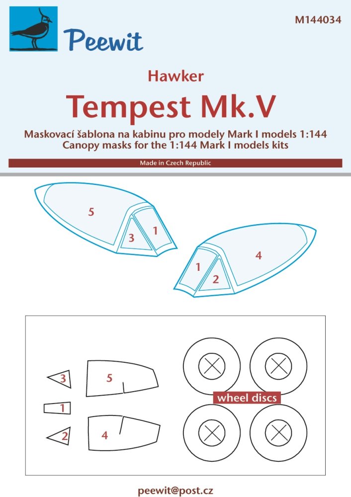 1/144 Canopy mask Hawker Tempest Mk.V (MARK 1 M.)