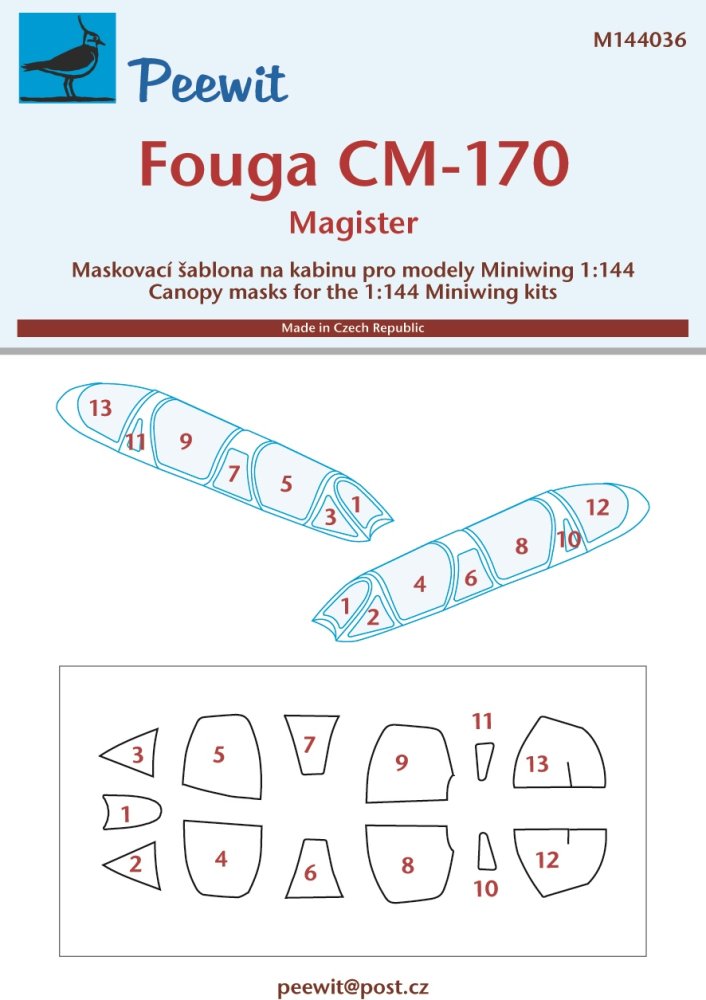 1/144 Canopy mask Fouga CM.170 Magister (MINIW.)