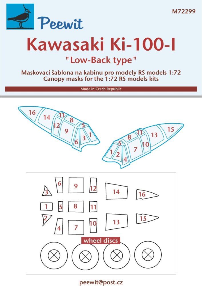 1/72 Canopy mask Ki-100-I Low-Back type (RS)