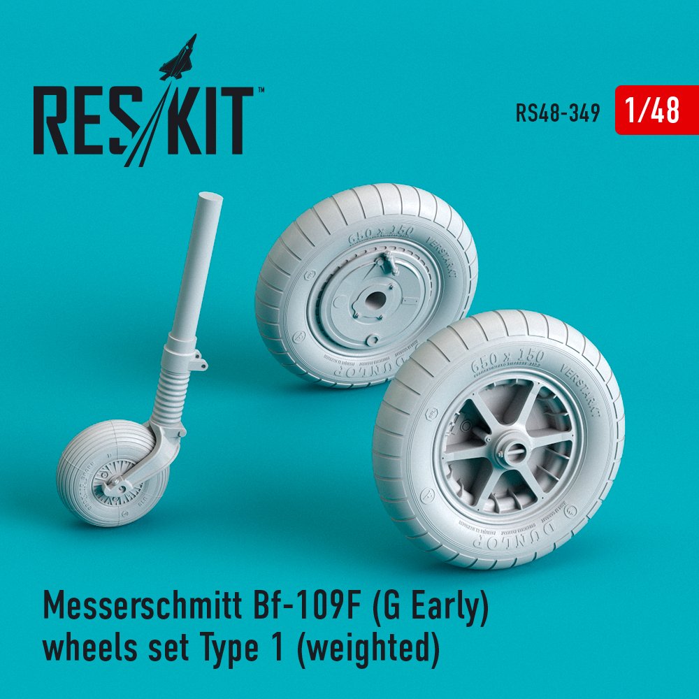 1/48 Bf-109F (G Early) wheels Type 1 (weighted)