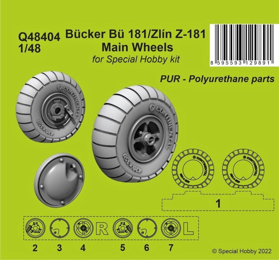1/48 Bücker Bü 181 / Zlin Z-181 Main wheels (SPH)