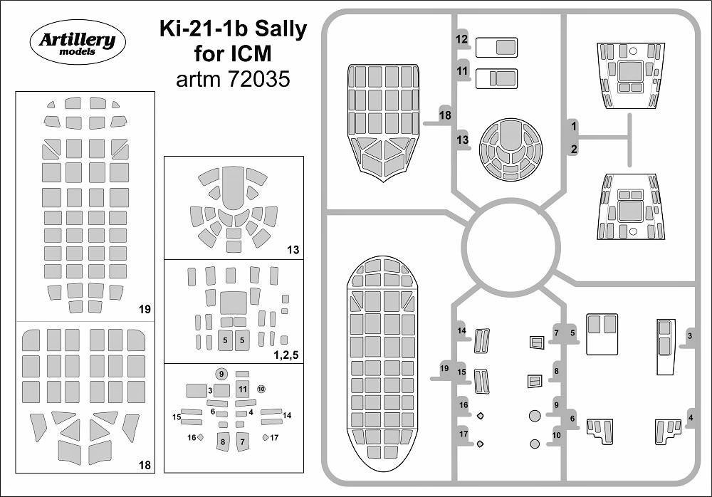 1/72 Masks for Ki-21-Ib Sally (ICM)