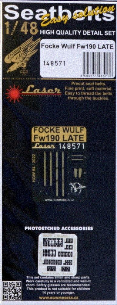 1/48 Seatbelts Focke Wulf Fw190 late (laser)