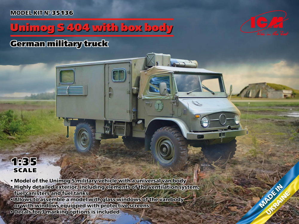 1/35 UNIMOG S404 w/ box body German military truck