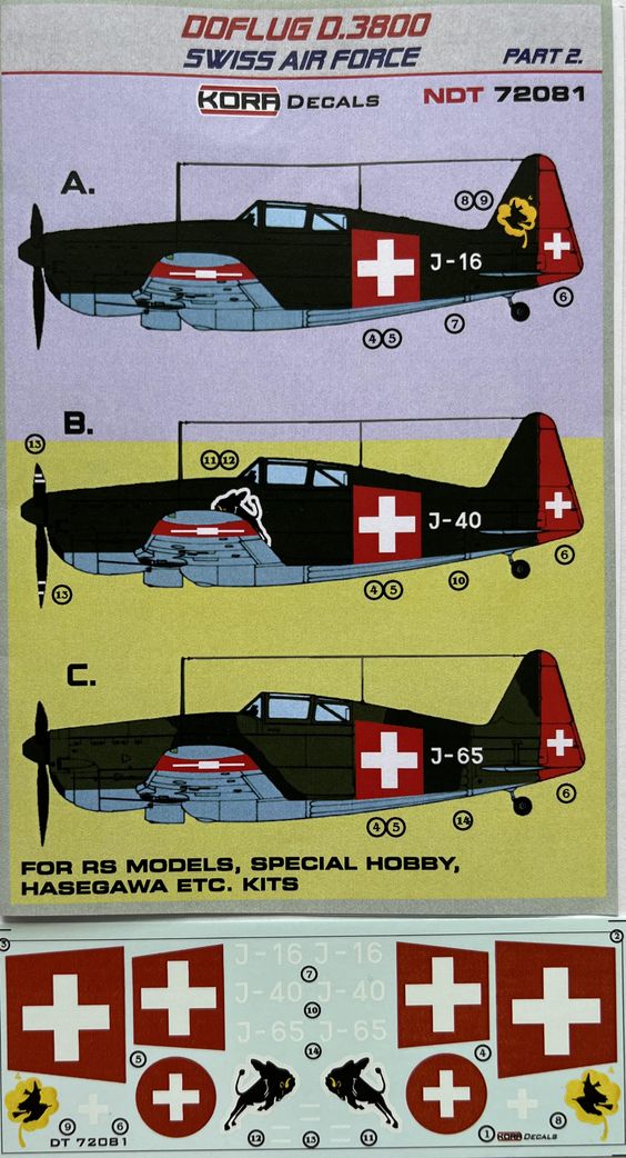 1/72 Decals Doflug D.3800 Swiss Air Force Part 2