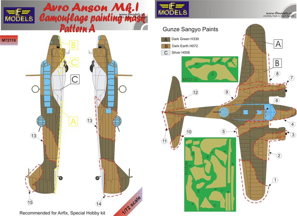 1/72 Mask Avro Anson Mk.I Camo painting Pattern A