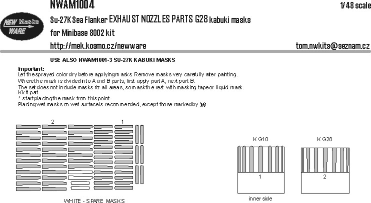 1/48 Mask Su-27K EXHAUST NOZZLES parts G28