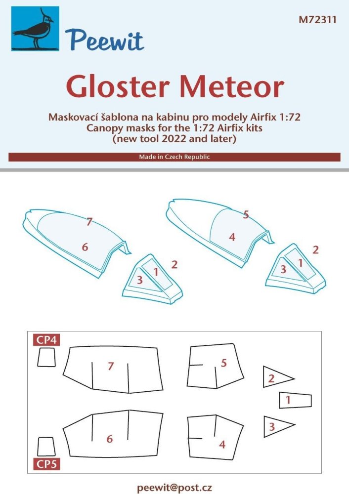 1/72 Canopy mask Gloster Meteor (AIRFIX)