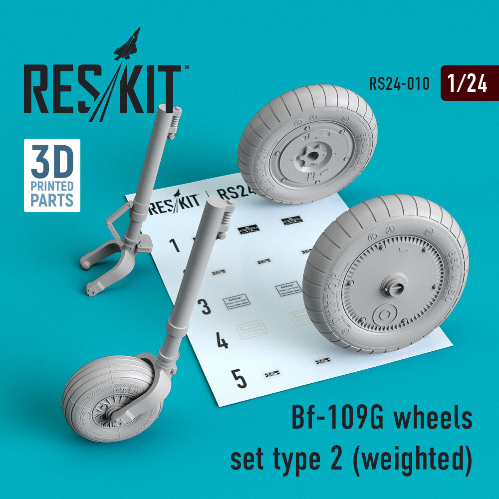 1/24 Bf-109G wheels set type 2 (weighted)